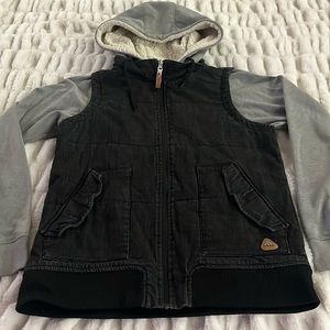 Burton double layer jacket L grey sweatshirt black denim quilted vest woman’s 🗻